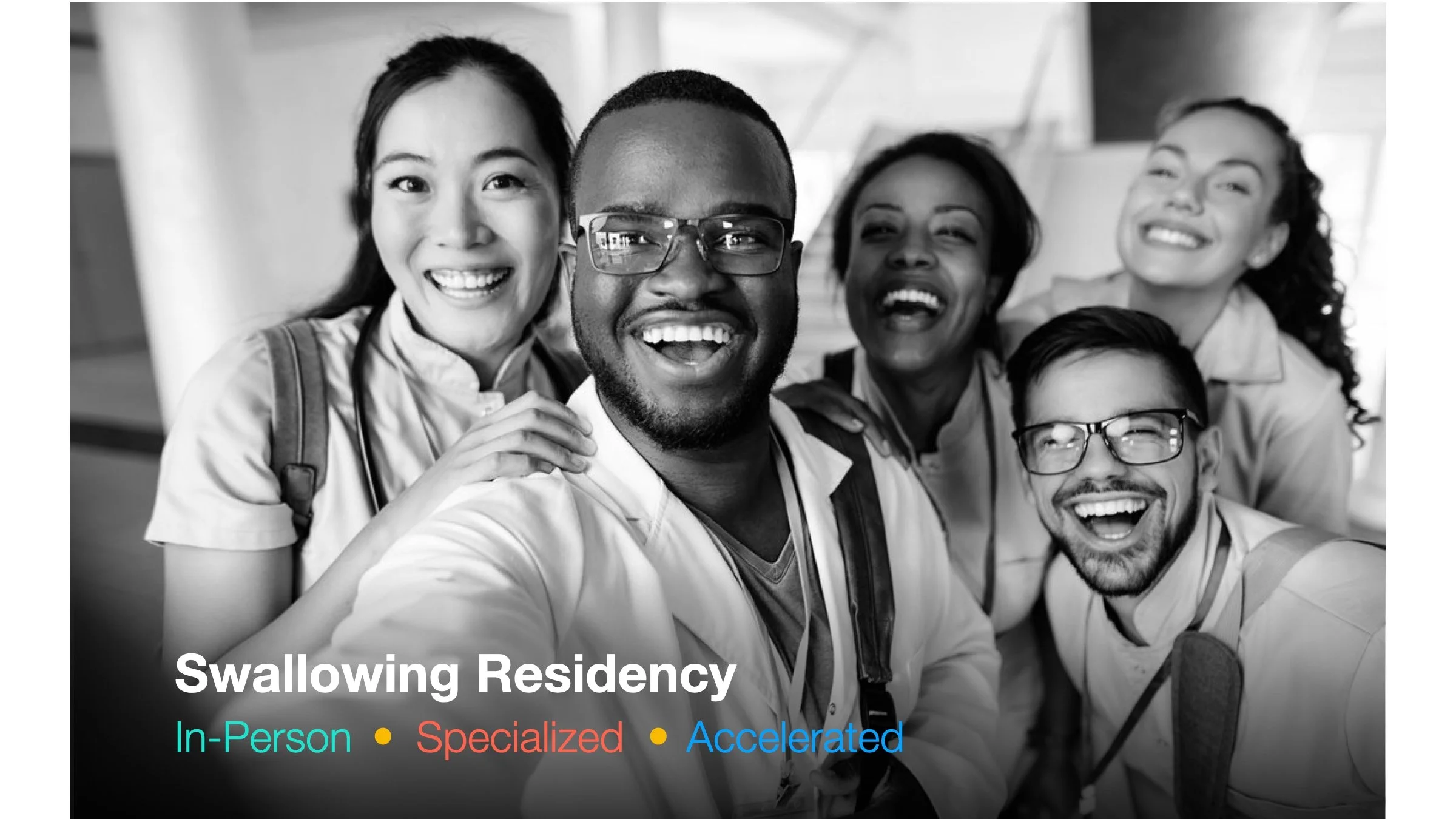 Original Swallowing Residency artwork with a group of clinicians